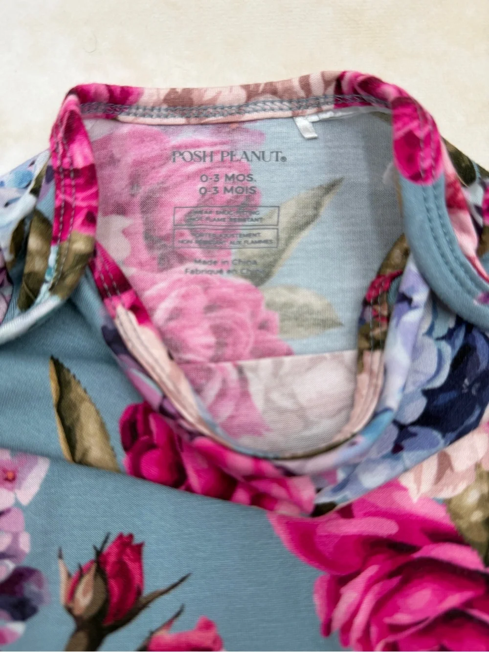 Posh Peanut Blue Floral Sleep Sack with Pink Roses